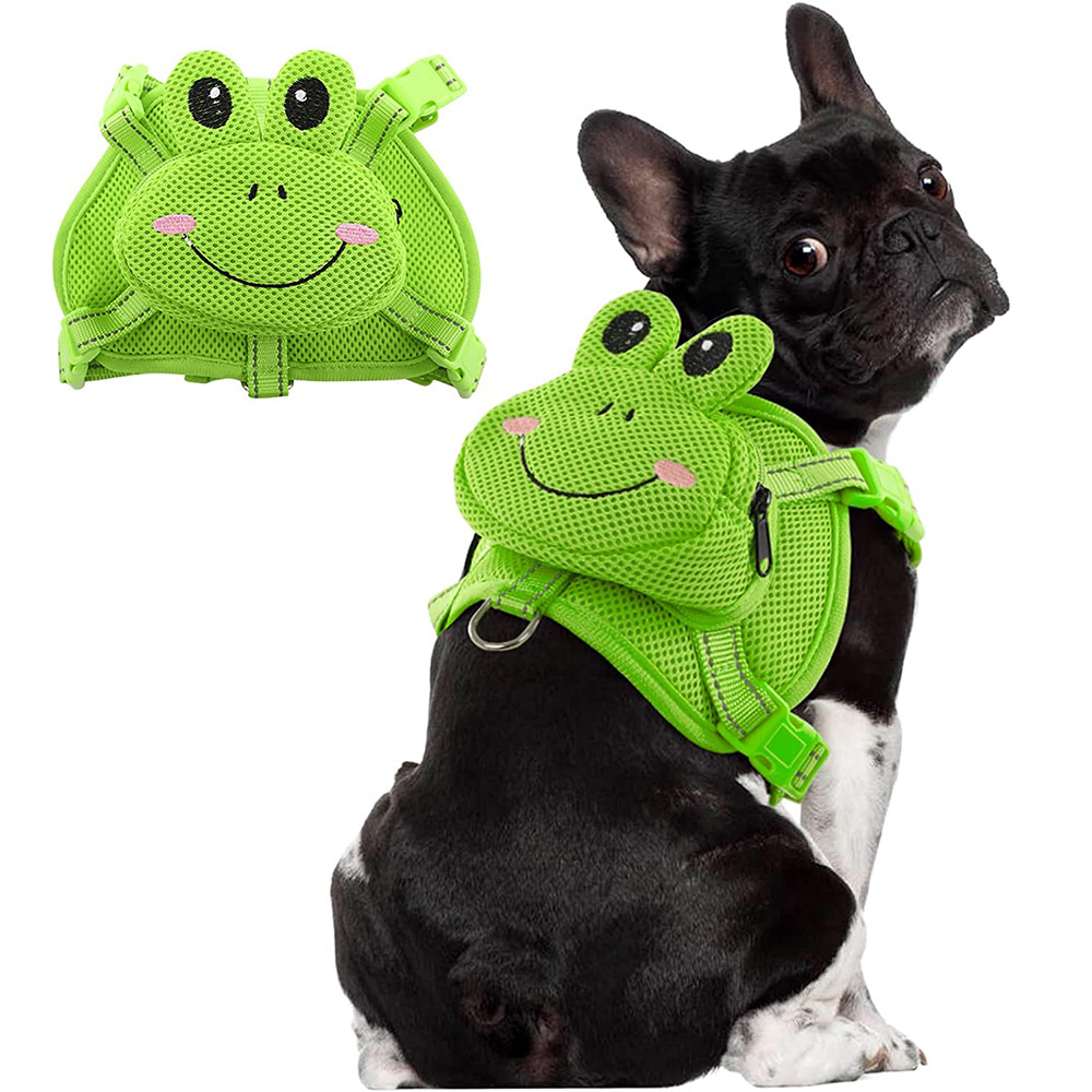 5386 Dog Harness Cute Backpack Carrier Pet Small Medium No Pull Dog Saddle Mesh Frog Self Puppy Outdoor Bag Pet Backpack