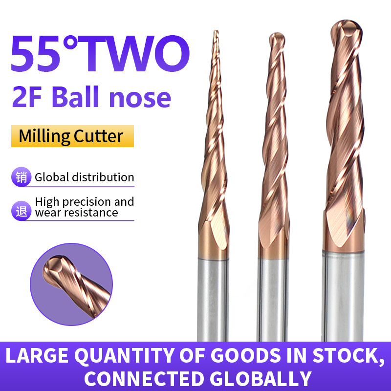 YingBa CNC Wood Router Bits 2 Flute fresa 4/6/8mm Durable Carbide Alloy Taper Ball Nose End Mill Milling Cutter for Wood Carving