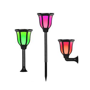 RGB Color Wireless Solar Garden Flickering Torches Flames Lights Lantern Outdoor for Path Decoration