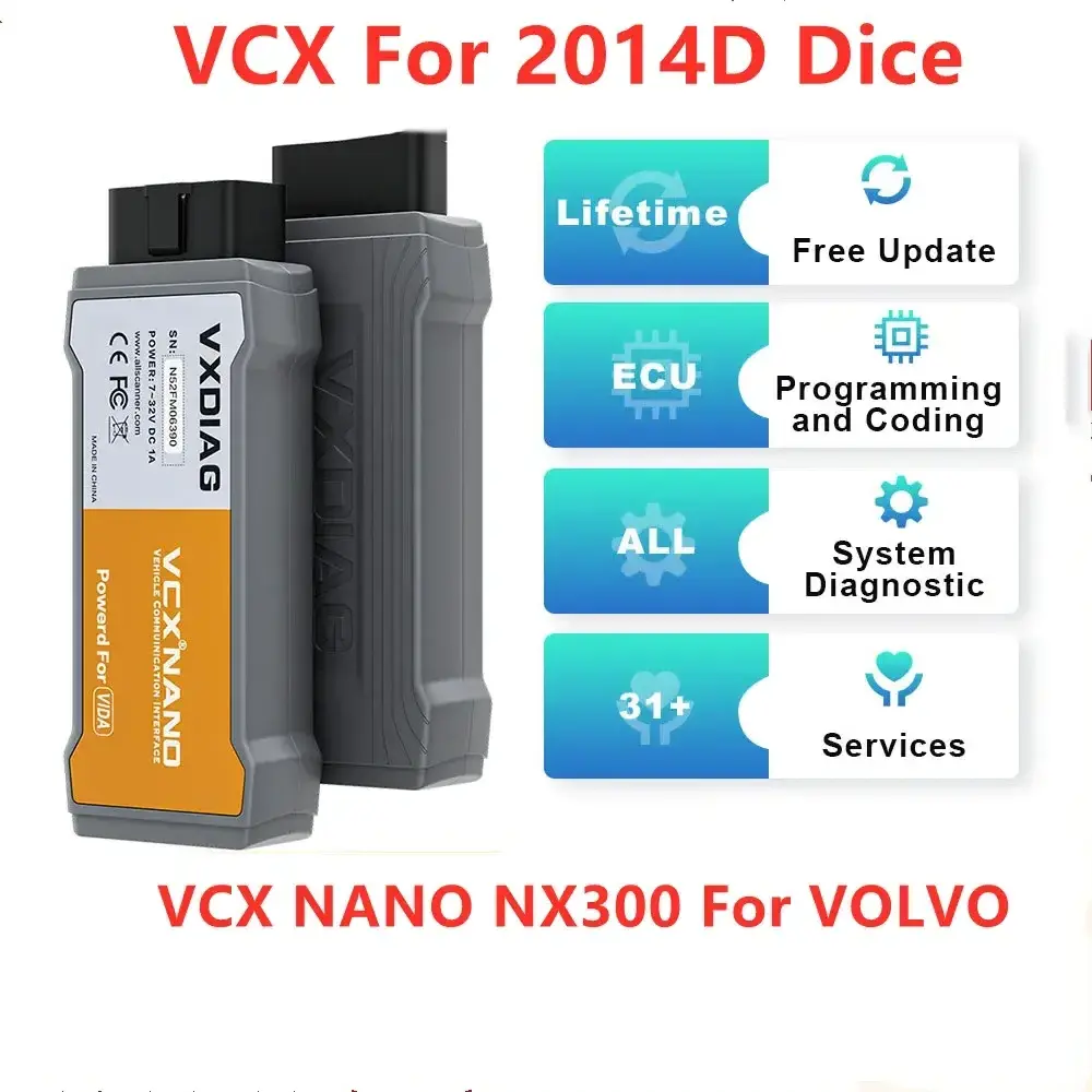 VXDIAG j2534 ECU Programming VCX NANO NX300 For VOLVO 2014D Dice Coding Diagnostic Tool Automatic obd2 All System Free Update A+