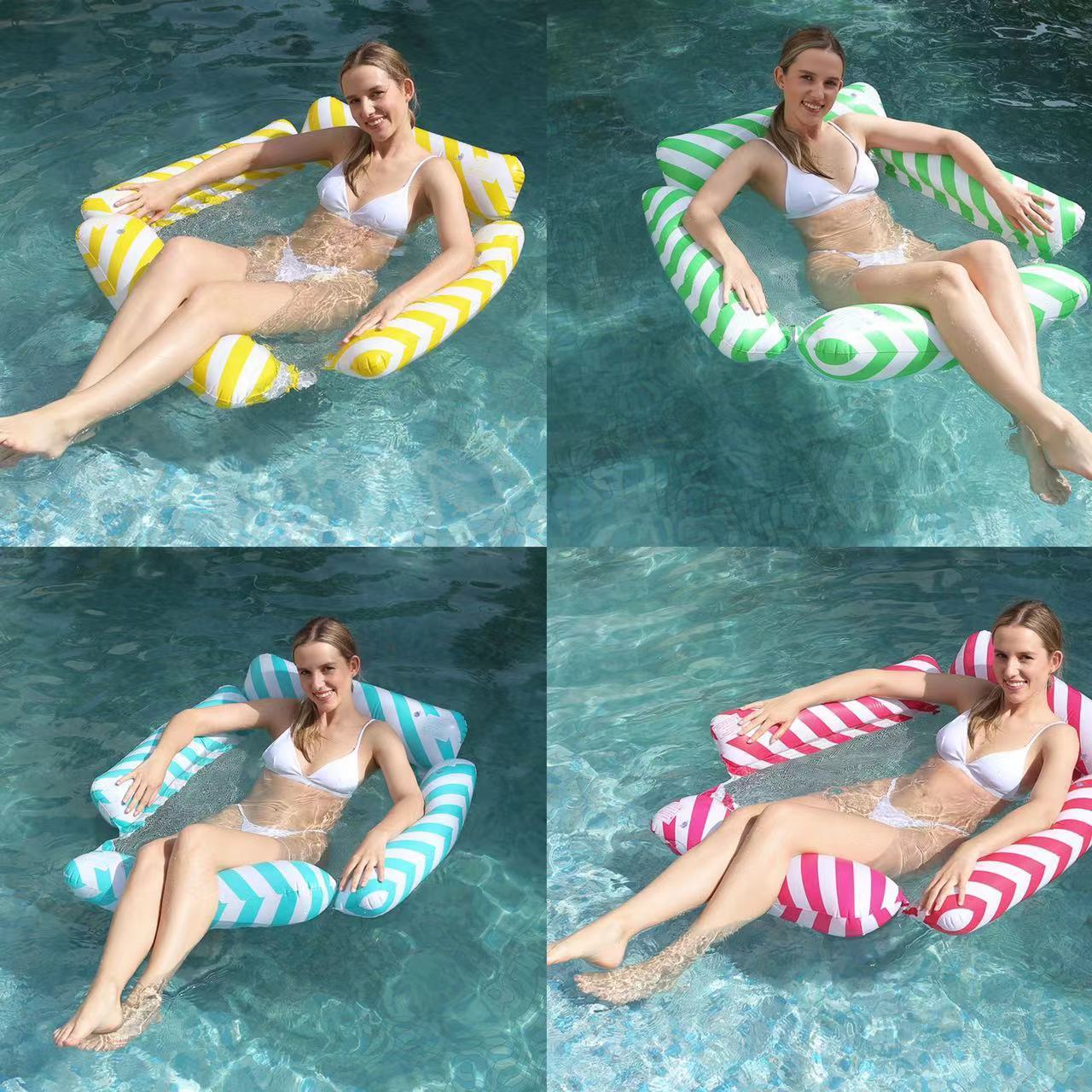 Customized size/logo 4 Tube Inflatable Water Hammock Floating Bed For Swimming Pool Inflatable Floats Chair Swimming Lounger