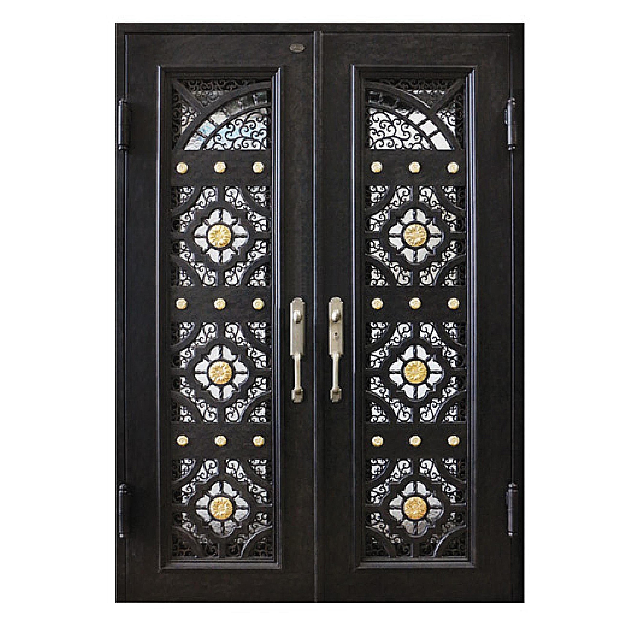 Front Simple Cast Iron Door Designs Metal Security Door Classical Wrought Iron french Doors