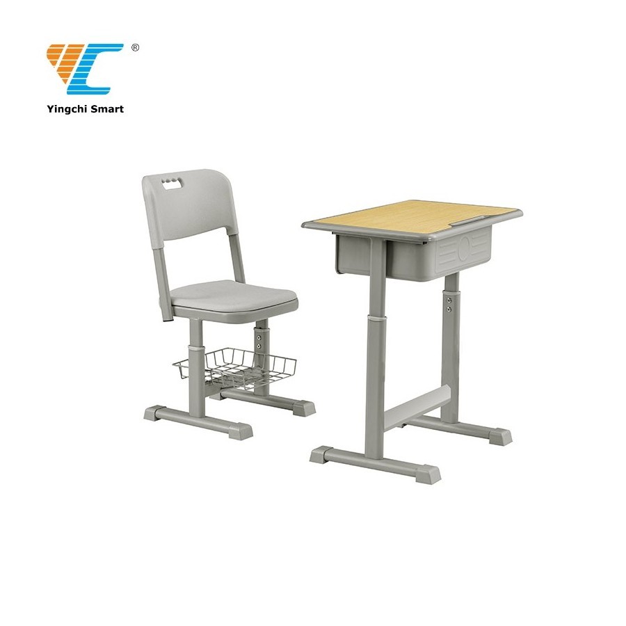 Durable Good Selling Wooden School Furniture Student Table And Chair Sets School Learning Desk Chair Set With Steel Frame