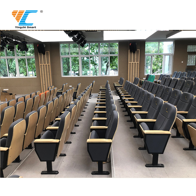 YC-618 Best Sell Lecture Hall Stadium Church Cinema Theatre Chair Public Auditorium Seat Writing Table Furniture Theater Seat