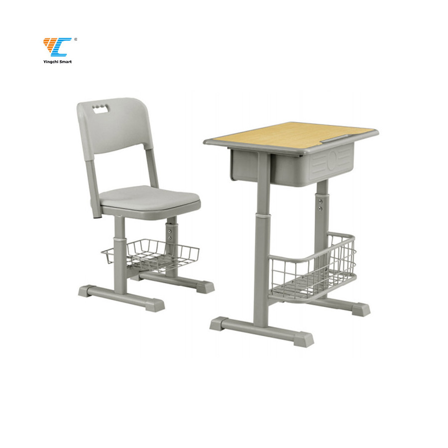 Durable Good Selling Wooden School Furniture Student Table And Chair Sets School Learning Desk Chair Set With Steel Frame