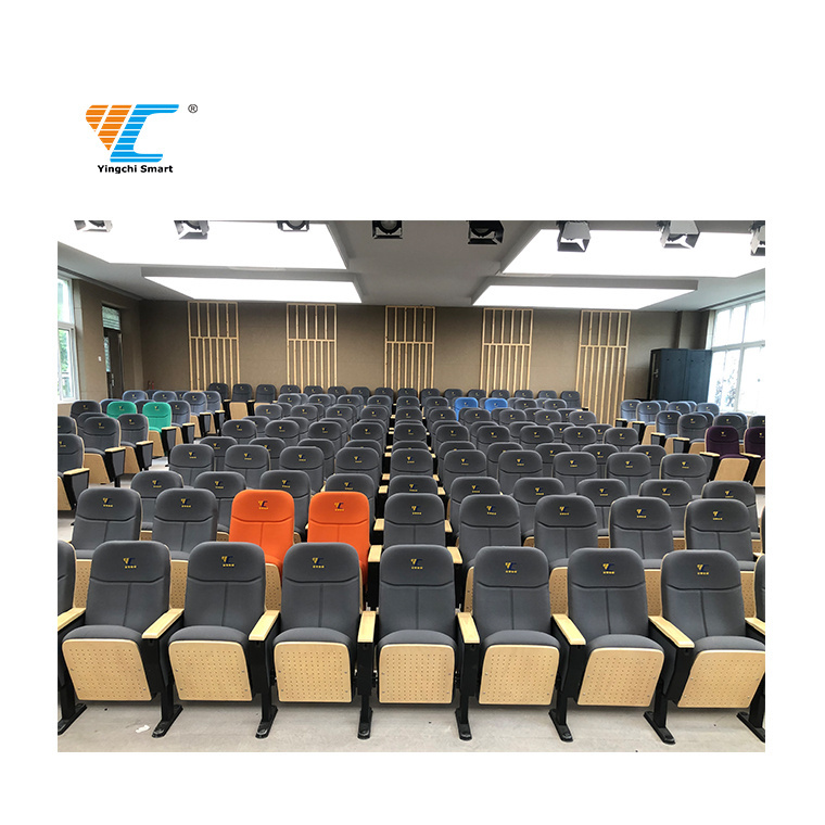 YC-618 Best Sell Lecture Hall Stadium Church Cinema Theatre Chair Public Auditorium Seat Writing Table Furniture Theater Seat