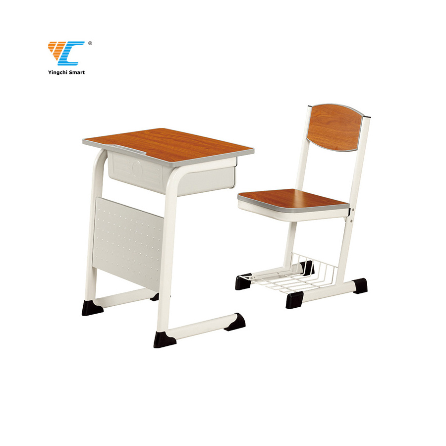 Durable Good Selling Wooden School Furniture Student Table And Chair Sets School Learning Desk Chair Set With Steel Frame