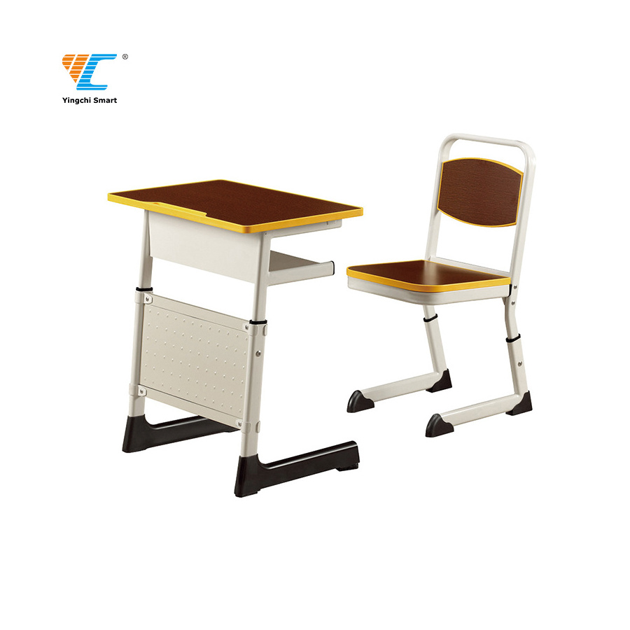 Durable Good Selling Wooden School Furniture Student Table And Chair Sets School Learning Desk Chair Set With Steel Frame