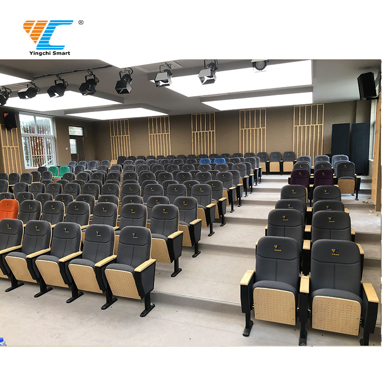 YC-618 Best Sell Lecture Hall Stadium Church Cinema Theatre Chair Public Auditorium Seat Writing Table Furniture Theater Seat