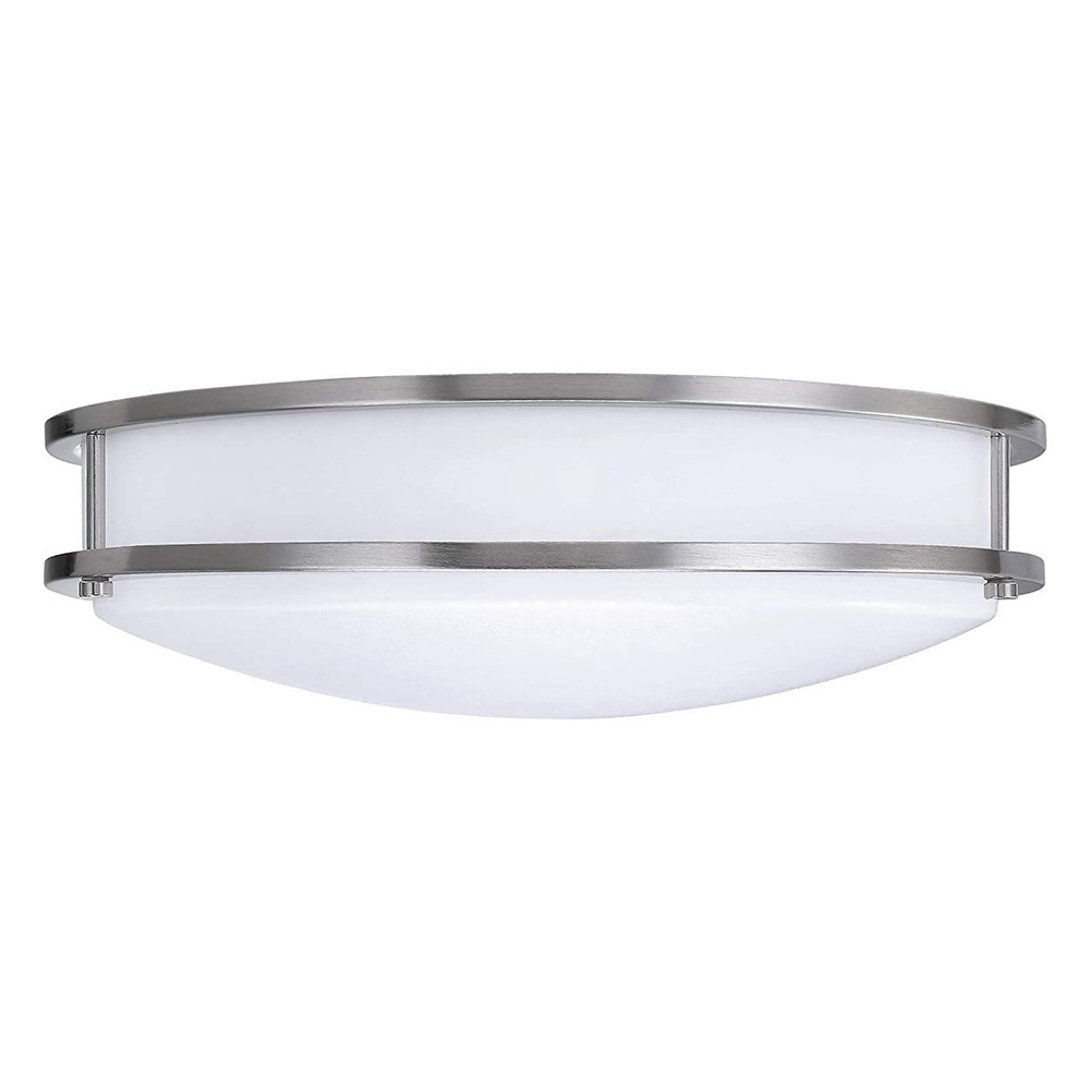 10 Inch 12 Inch Double Ring Dimmable LED Flush Mount Ceiling Light 2700K-5000K Brushed Nickel Finish Steel ETL Light