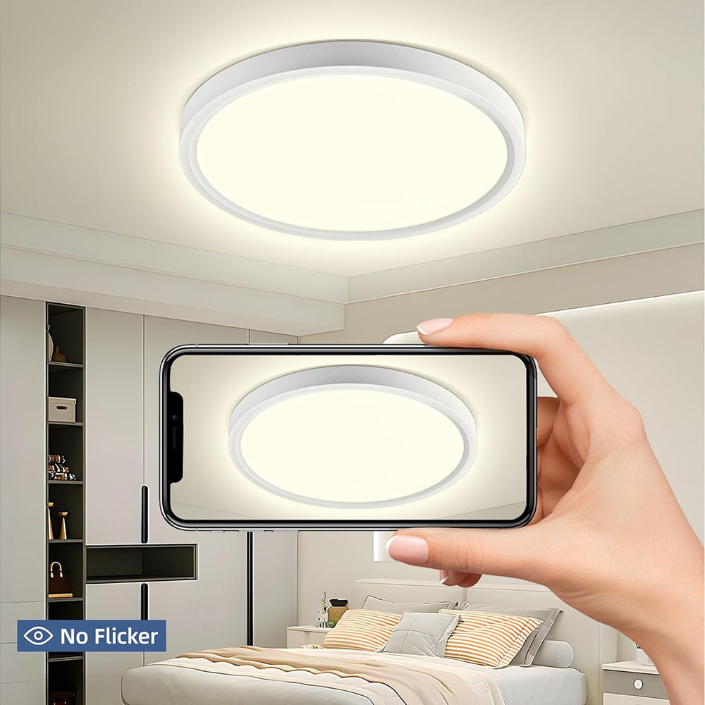 LED Surface Mount Ceiling Light Fixture 3CCT White,18W 24W 10/12 Inch Round Modern Ceiling Lighting Ceiling Lamp for Bathroom