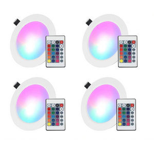 Remote Control Dimmable 10W  RGBWW Colorful LED Panel Down light Round Ceiling Spot Light For  Indoor Room Hotel Villa Shop Bar