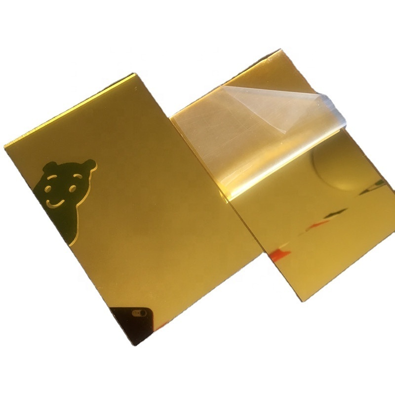 Laser cutting 4x8 feet adhesive plastic mirror 1mm 2mm 3mm high reflective gold mirror acrylic sheet