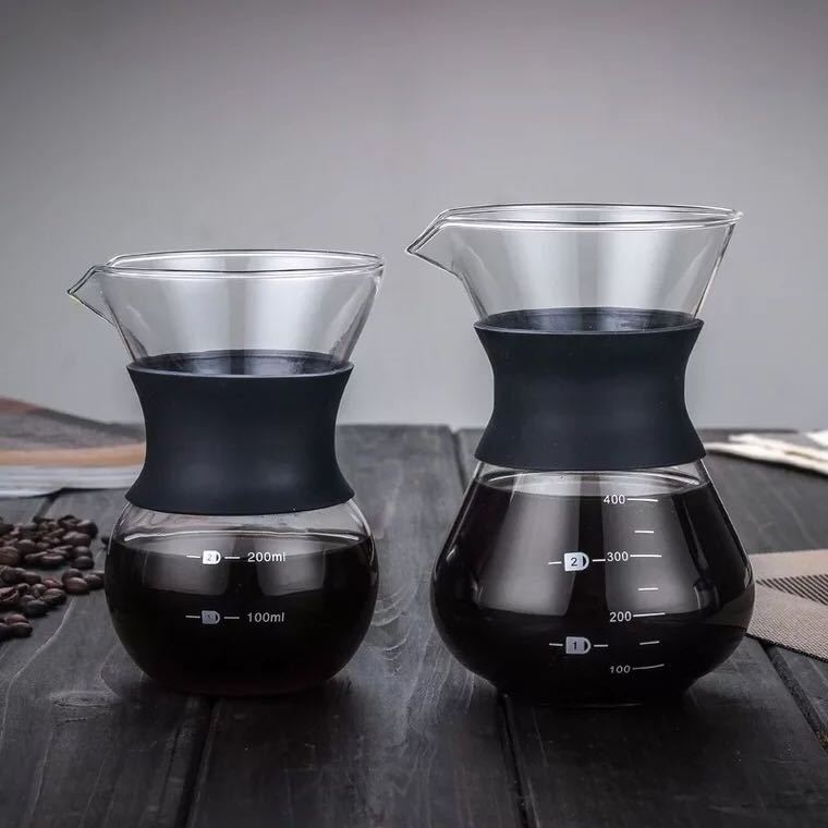 Elegant Coffee Dripper Pot Glass Carafe Pour Over Coffee Maker Set with Reusable Stainless Steel Drip Filter