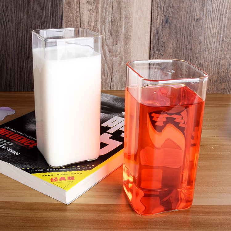 250ml 400ml 500ml Wholesale cheap price square shape juice beer glass cup from china suppliers