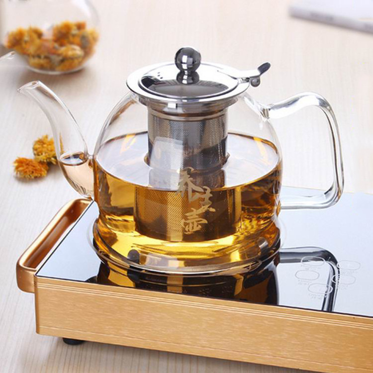 1200 ml handbown borosilicate glass teapot  thickened heat-resistant steam pot tea maker induction cooker boiling water teapot