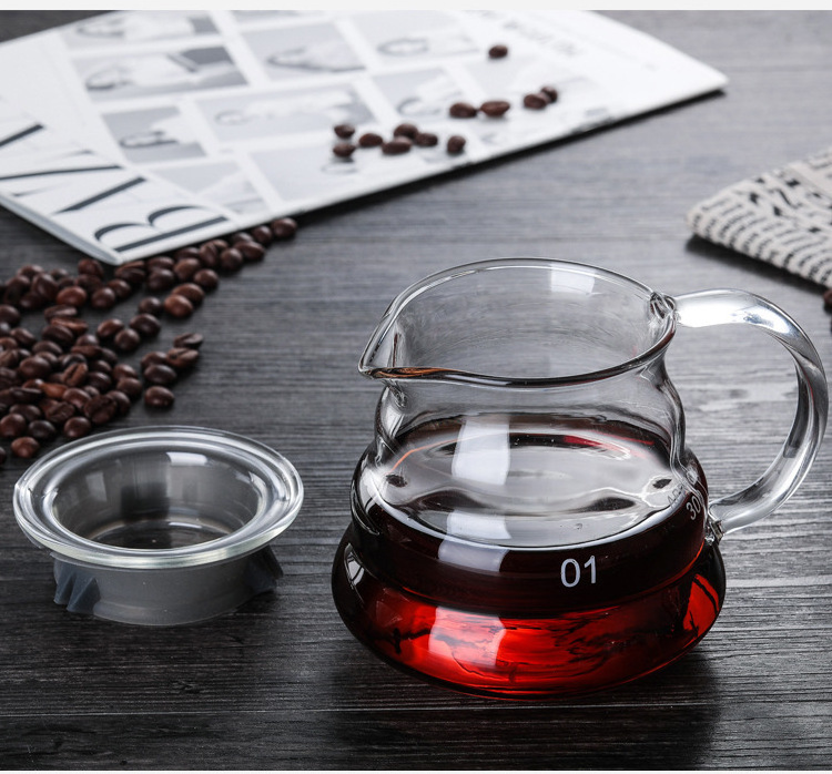 Hot sale 60 drip limited hot coffee dripper style server kettle glass coffee pot/teapot set with filter and wooden holder