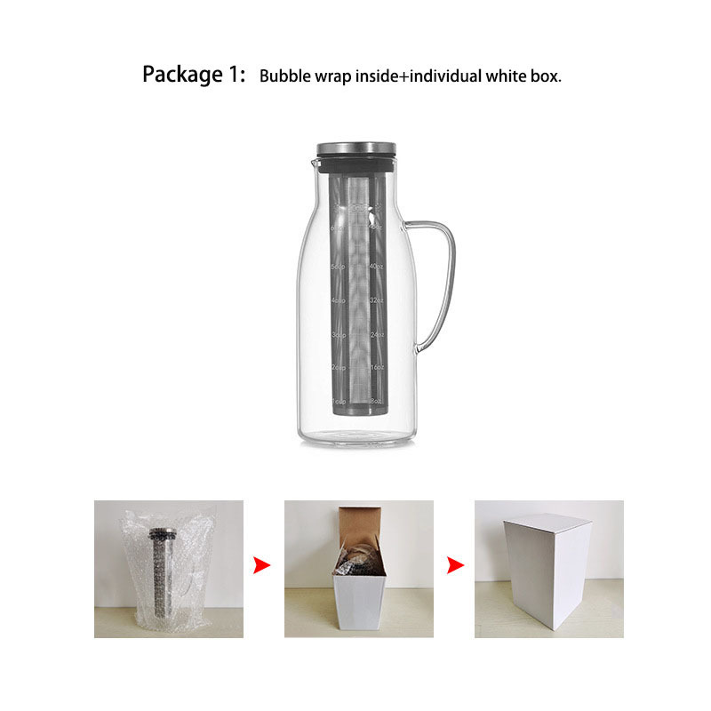 1500ml Large Capacity Borosilicate Ice Cold Brew Coffee Tea Maker Glass Tea pot Pitcher With Removable Infuser glass coffee pot