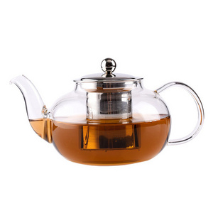 600ml 800ml 1000ml High borosilicate glass water kettles personalized tea pots with  stainless steel strainer