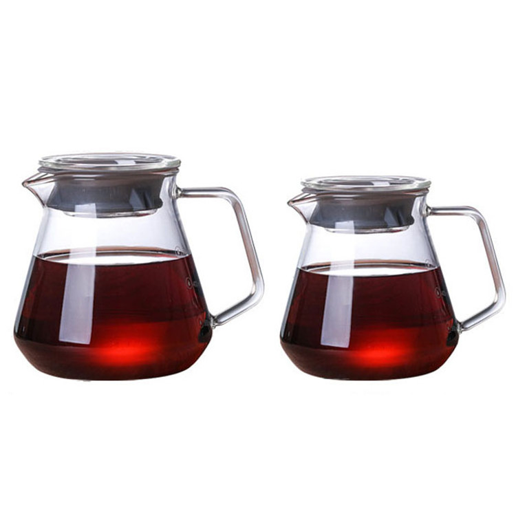 Hot sale Glass Coffee Server Pour out Coffee Decanter 300ML 500ML Transparent Glass Coffee Pot with lid