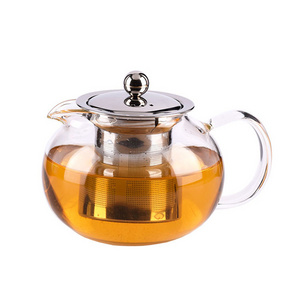 650ml 950ml 1300ml Borosilicate Glass Microwavable and Stovetop Safe Loose Leaf glass tea pot with Removable Infuser