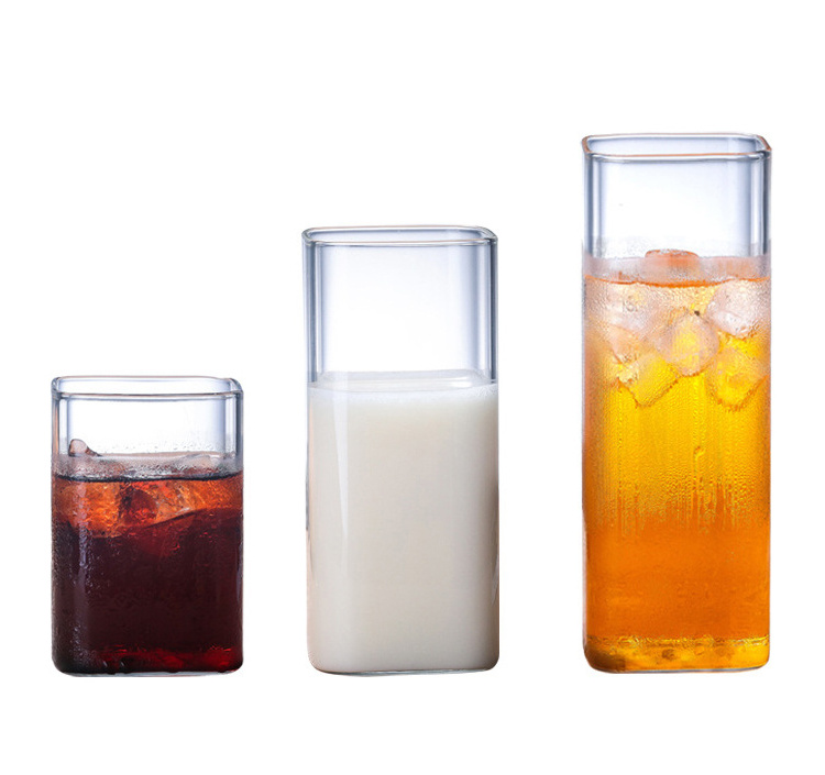 250ml 400ml 500ml Wholesale cheap price square shape juice beer glass cup from china suppliers