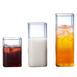 250ml 400ml 500ml Wholesale cheap price square shape juice beer glass cup from china suppliers