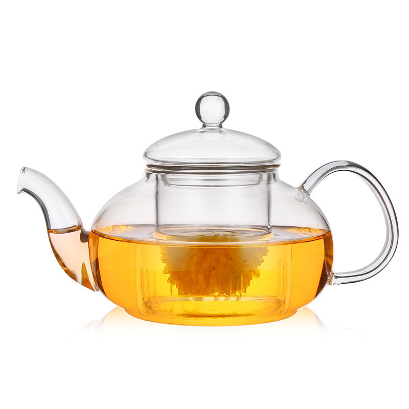 Hot selling 400ml 600ml 800ml 1000ml  heat resistant glass teapot with strainer flower pot glass tea pot with infuser