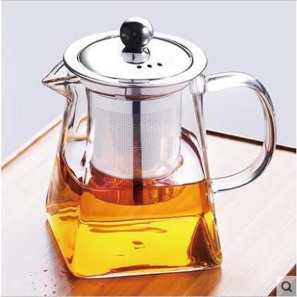 350ml 550ML Mini Square Glass 1pcs Teapot with 2pcs cups Tea Pot Set With Stainless Steel Filter