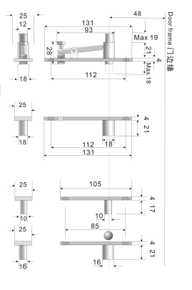 Stainless steel 360 degree pivot door hinge rotating corner hinge for wooden door