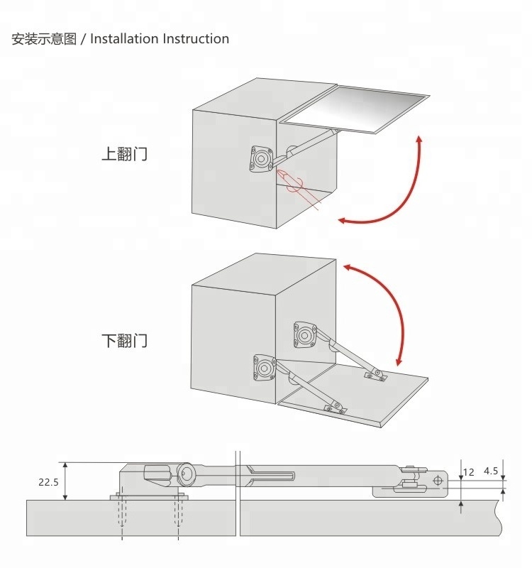 soft-close kitchen cabinet door support hydraulic lid support/door stay/hinge