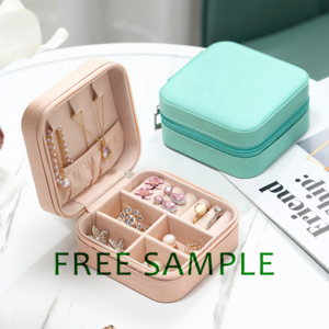 Free Sample Luxury Custom Logo Portable Pu Leather Jewellery Ring Necklace Storage Case Travel Jewelry Organizer Box Packaging