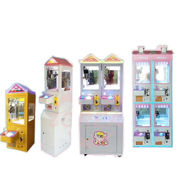 Coin Operated Mini 4 People Crane claw Toy Doll Snack Lipstick Bag Machine Plush for Arcade Game Center