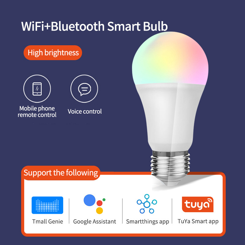 Smart Home Light Bulbs 10W Rgb+W+C Support Tmall Genie/Alexa/Googlehome/Voice Control System Smart Bulb Wifi Tuya Smart Led Bulb