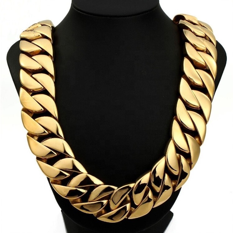 24K Necklace chain stainless steel men necklace gold plated chain