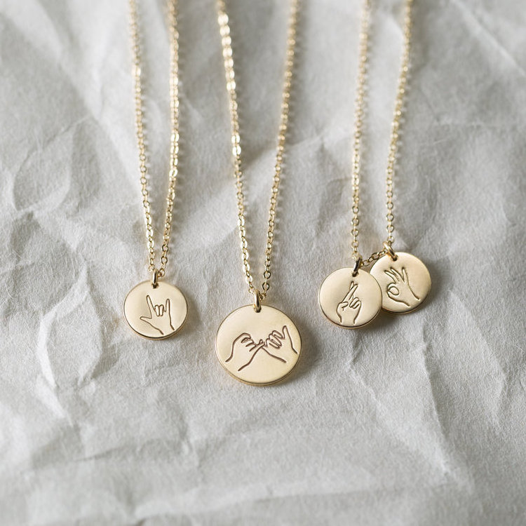 2019 personalized custom sister best friend gift 14k gold pinky promiss disc cute friendship necklace