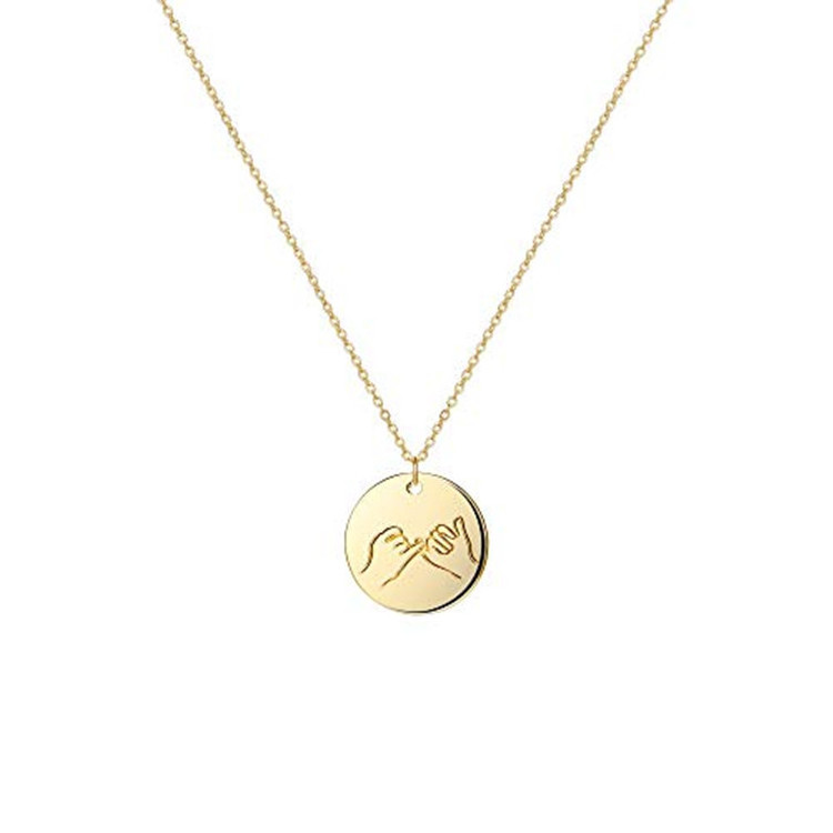 2019 personalized custom sister best friend gift 14k gold pinky promiss disc cute friendship necklace