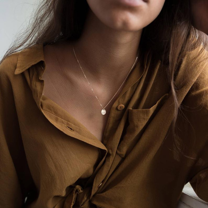 Precious Jewelry women necklace Gold Silver Rose Gold Simple Disk Pendant Girl power Feminist Boobs choke Necklace jewelry