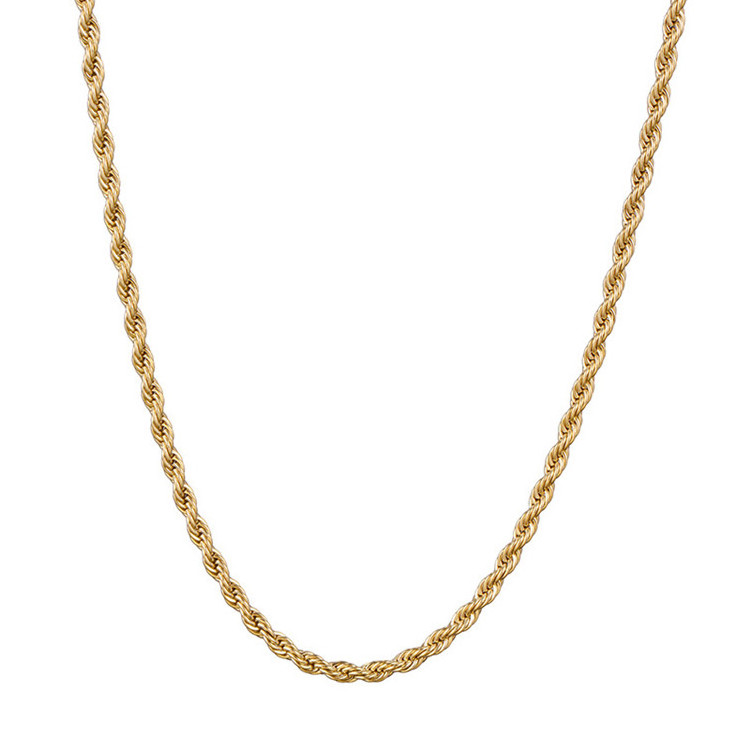 2/3/4/5/6/7mm wholesale chain necklace 316l stainless steel silver black rose 14k 18k real gold filled rope chain