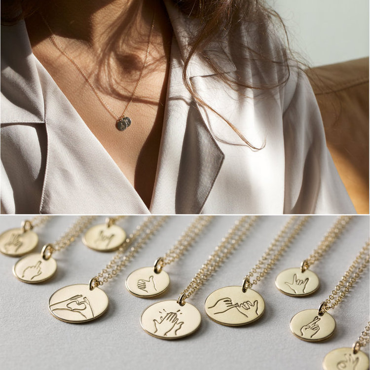 2019 personalized custom sister best friend gift 14k gold pinky promiss disc cute friendship necklace