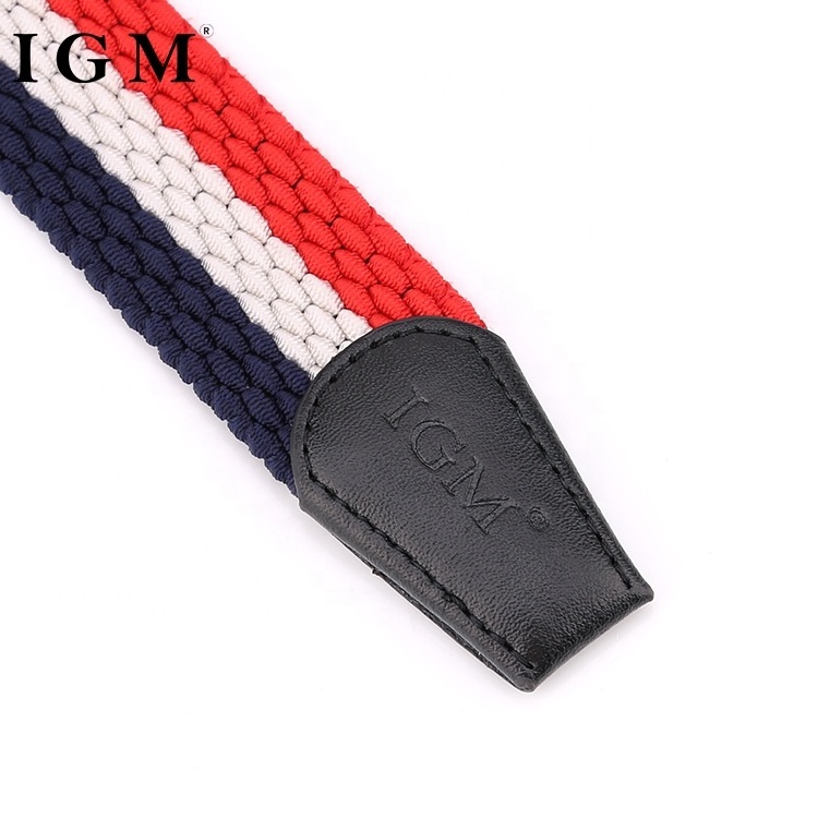 Casual Lady Braided Elastic Stretch Plain Waist Metal Buckle Woven Stretch Webbing Belt