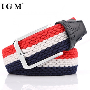 Casual Lady Braided Elastic Stretch Plain Waist Metal Buckle Woven Stretch Webbing Belt