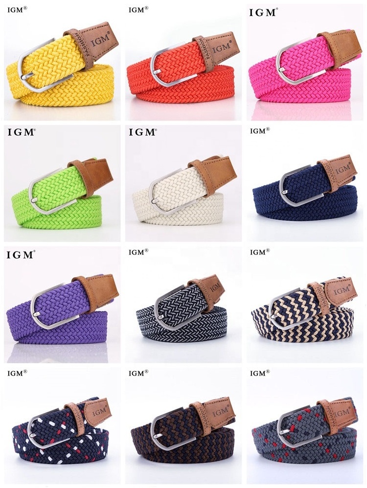 IGM Brand wide leather woman braided belt fashion belt for ladies