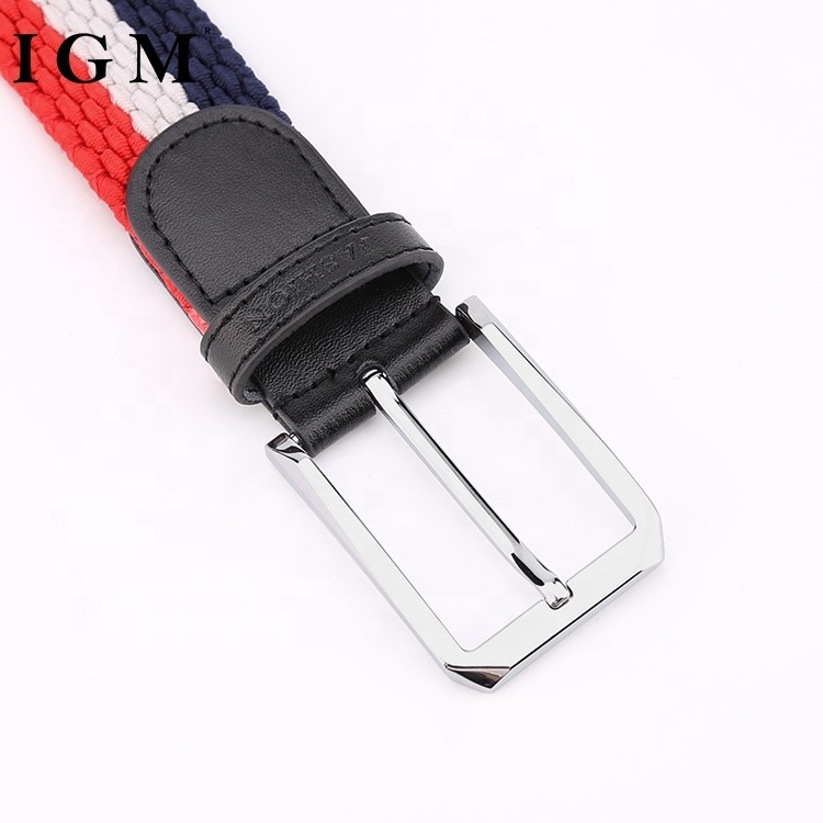 Casual Lady Braided Elastic Stretch Plain Waist Metal Buckle Woven Stretch Webbing Belt