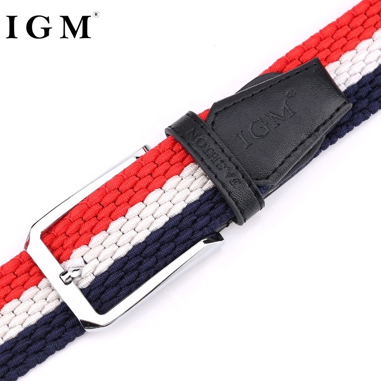 Casual Lady Braided Elastic Stretch Plain Waist Metal Buckle Woven Stretch Webbing Belt