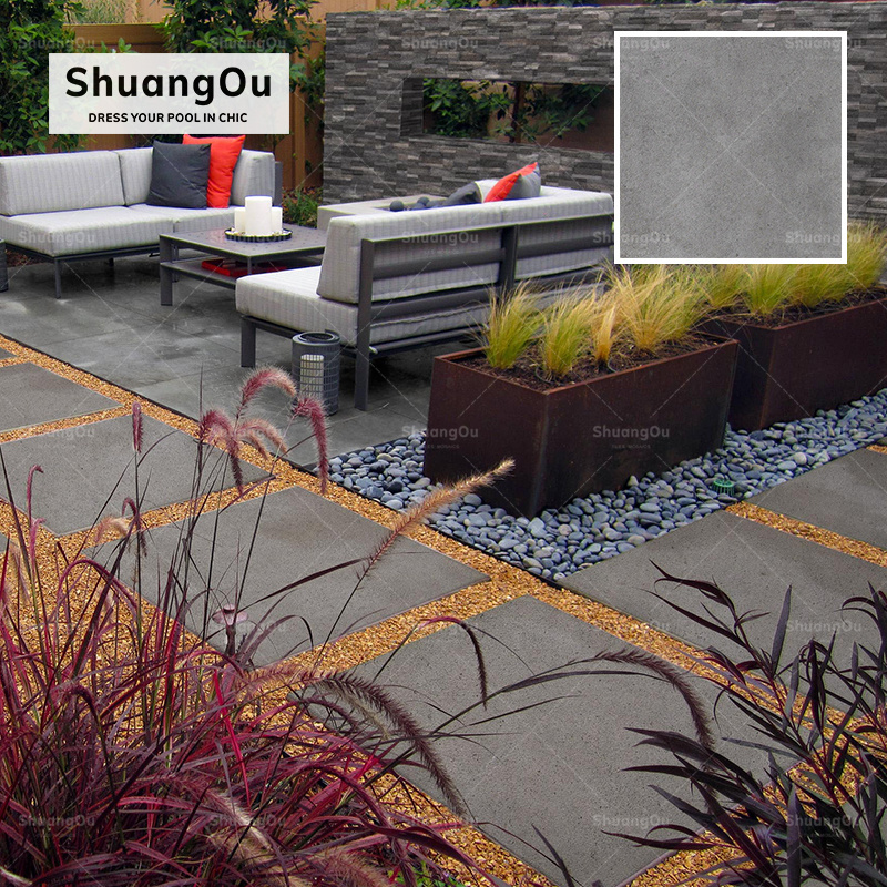 2cm Full Body Anti Slip Outdoor Paver Tile 600X600Mm Garden Pool Spa Glazed Porcelain Floor Tile