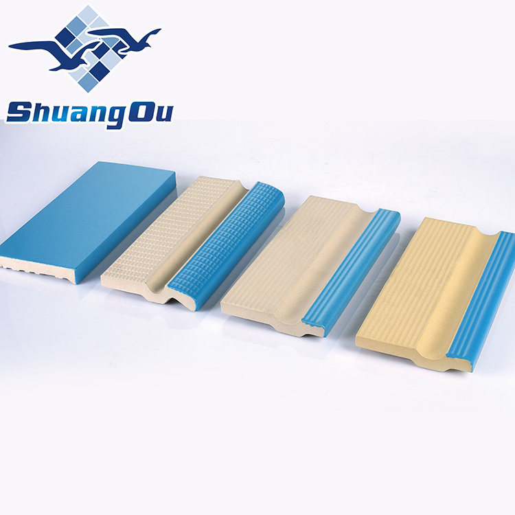 Large Stock Supply 240x115mm 244x119mmsurrounding Safe Round Edge Handle Ceramic Wholesale Finger Grip Swimming Pool Tile Edging