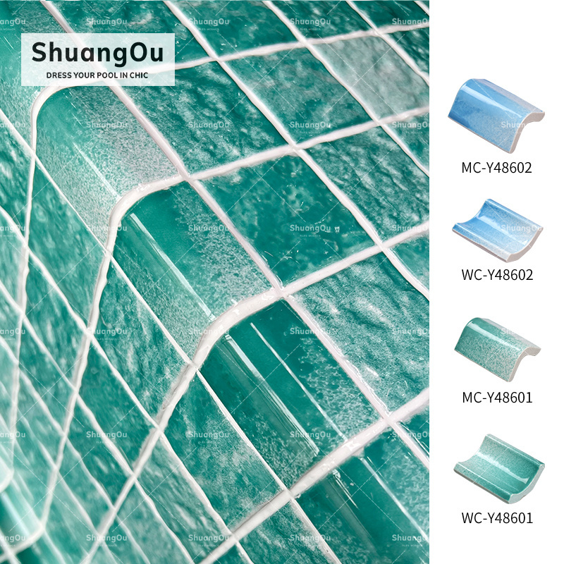 Hot Sale Ceramic Tile Corner Trim Supplier Bathroom Corner Border Tile Glazed Swimming Pool Edge Tiles