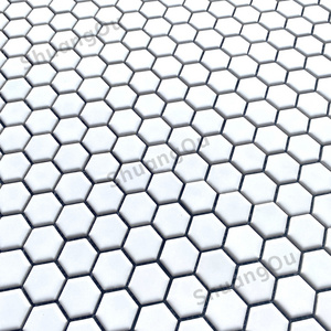 Hexagon Porcelain Ceramic Mosaic Tile White Matt. Small Mosaic Kitchen Bathroom Backsplash For Floor And Wall