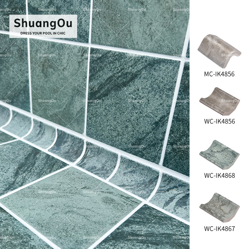 Shuangou Accessories Corner Edge Ceramic Tiles For Swimming Pool Trim Curved Tile Scenery Pool Various Color